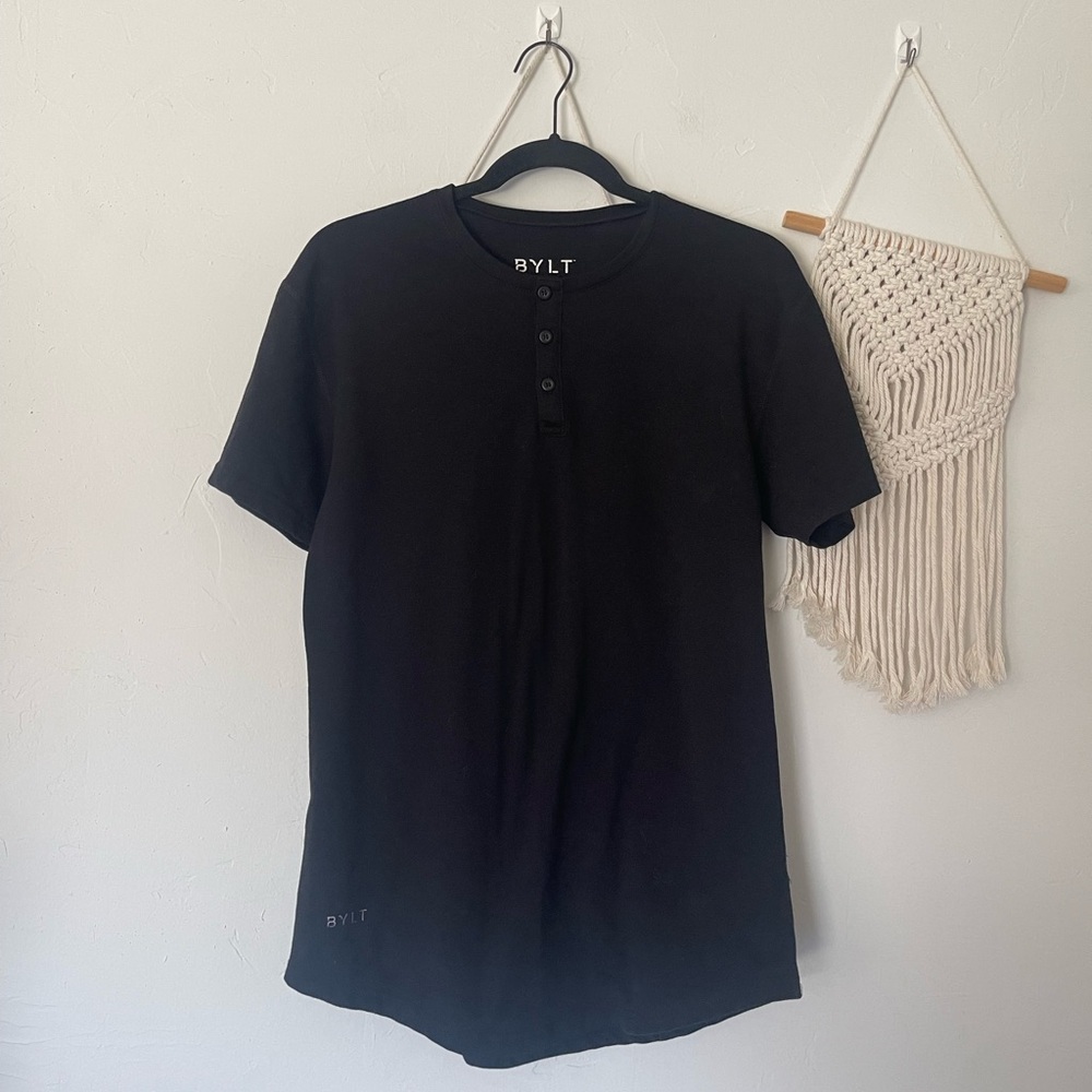BYLT Drop Cut Henley in Black
